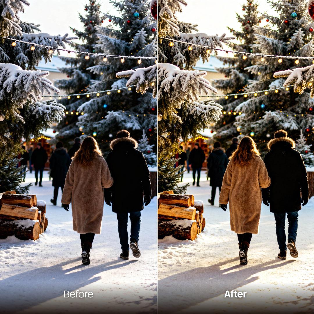 Warm Christmas XMP presets color grading preview