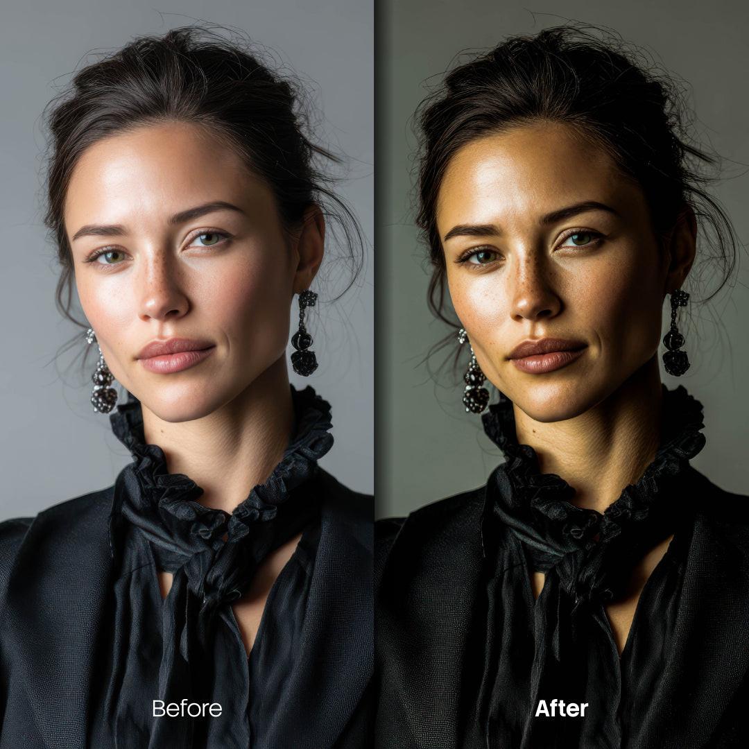 Dark Fashion Editorial XMP presets color grading preview