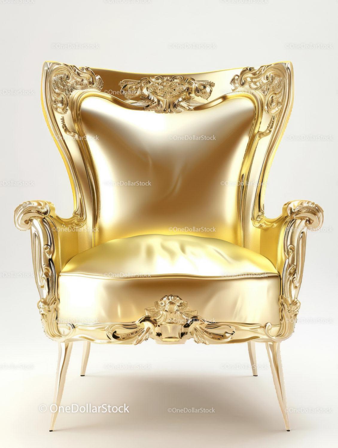 Luxurious Gold Carved Armchair for Elegant Interior Decor