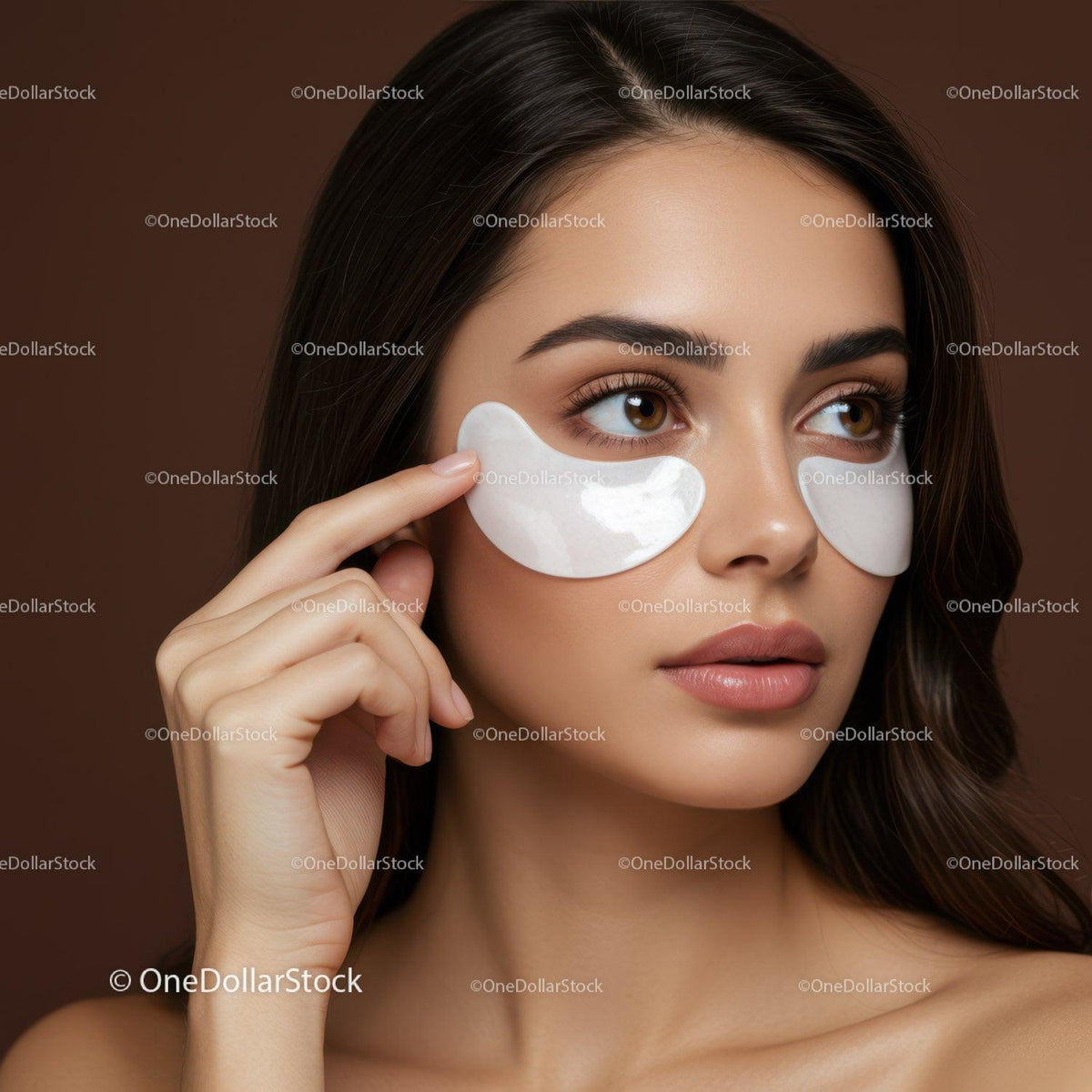 Woman Applying Under-Eye Patches for Radiant Skin