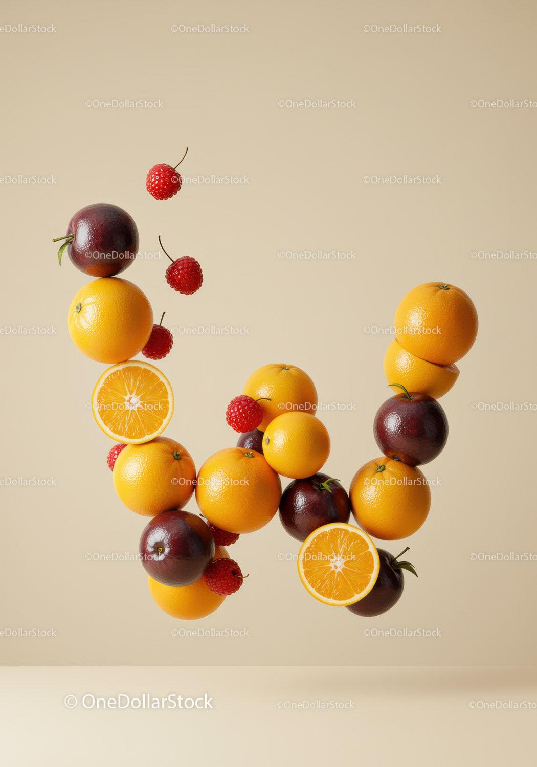 Floating Tranquil Arrangement of Citrus and Berries
