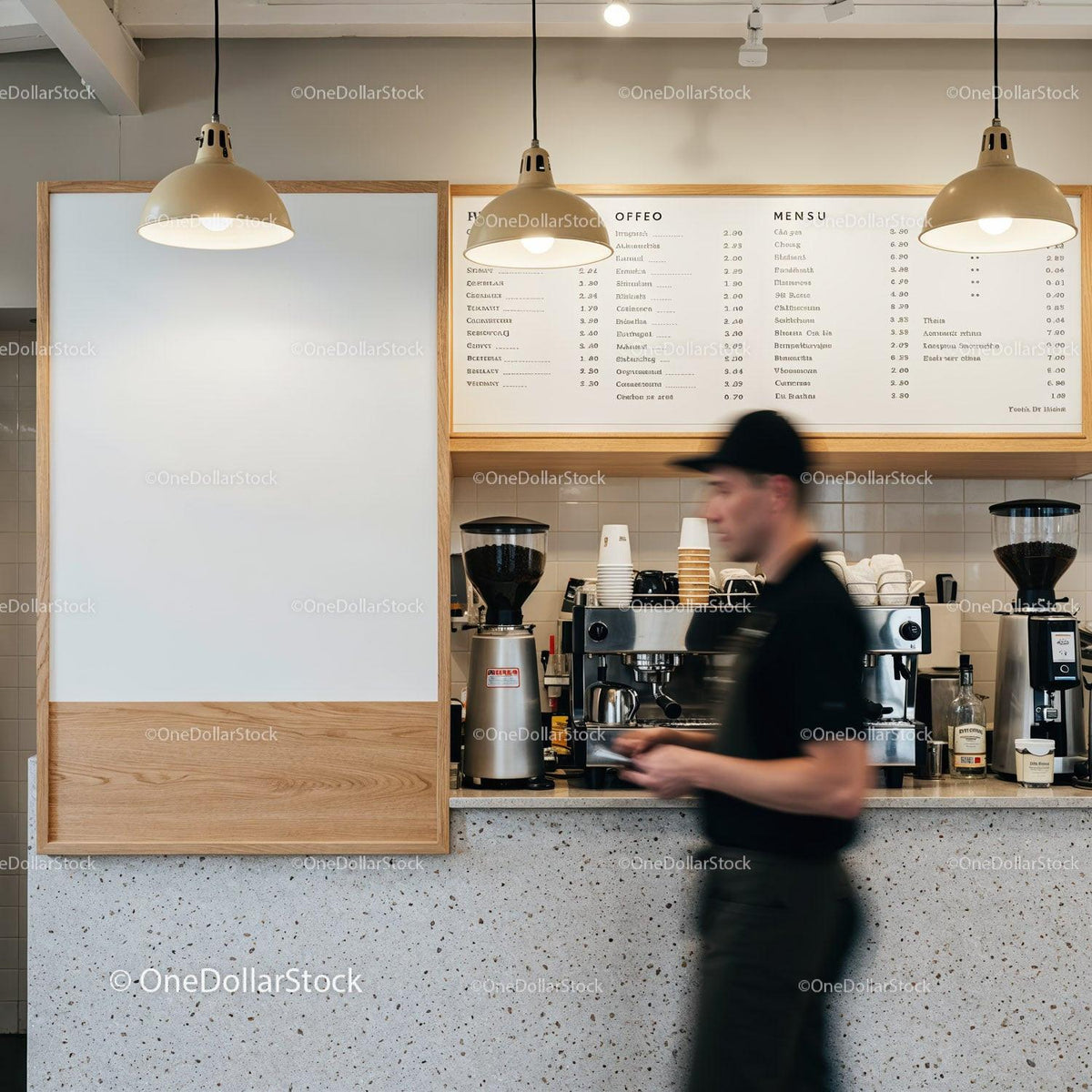 Barista Preparing Coffee in Modern Minimalist Cafe JPG Mockup Image preview