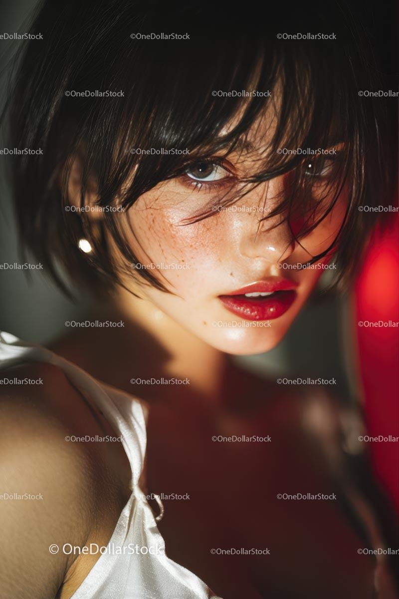 Dramatic Close-Up of a Beautiful Woman with Intense Expression Stock Photo Bundle preview 14