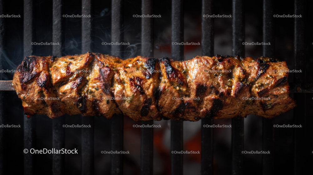 Juicy grilled chicken skewers with onion on barbecue Stock Photo Bundle preview 13