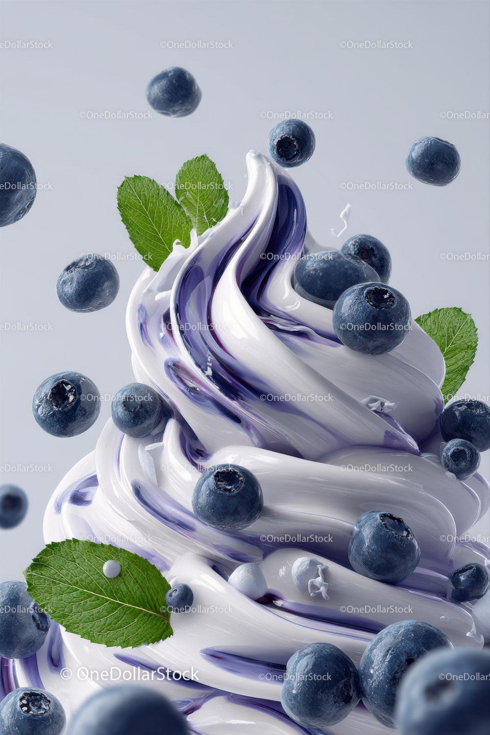 Blueberry and Mint Yogurt Swirl with Berry Splash