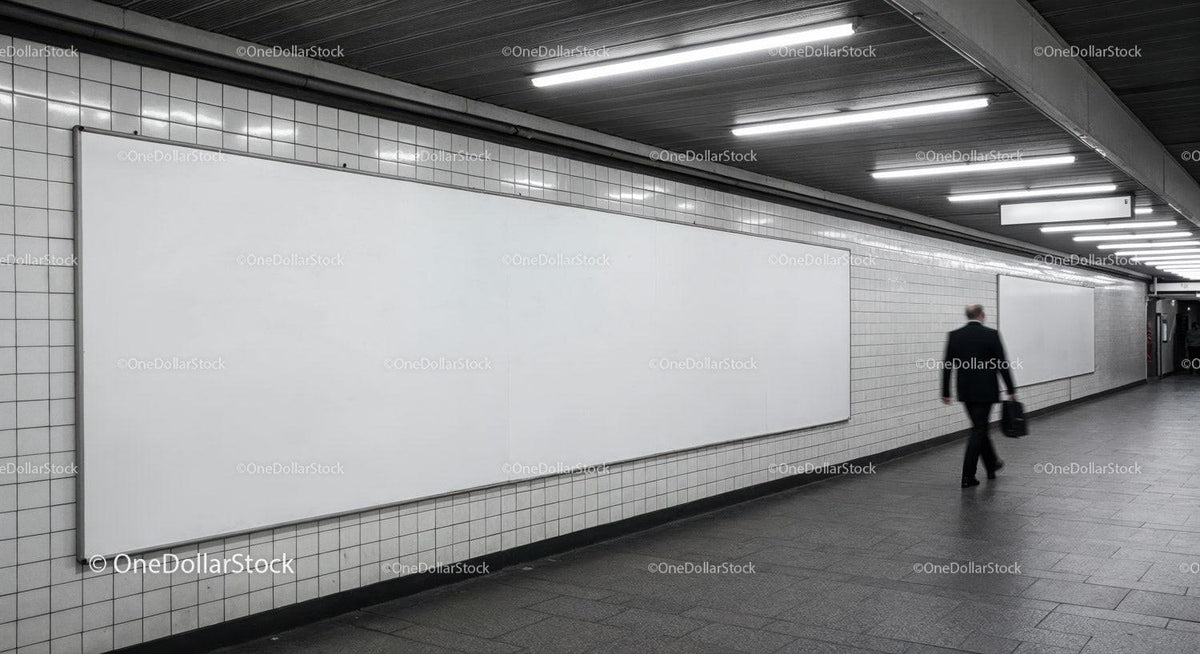 Modern Underground Subway Station with White Boards and Urban Atmosphere JPG Mockup Image preview