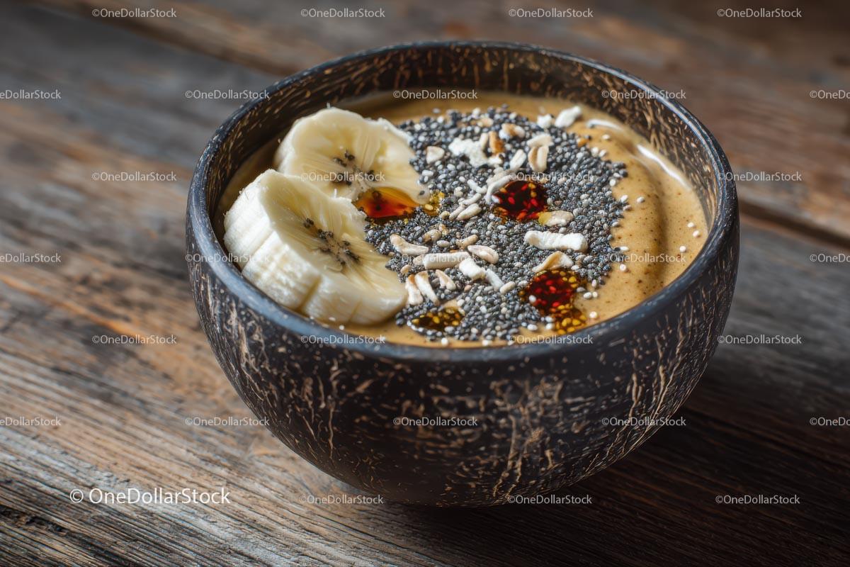 Delicious Acai Bowl with Fresh Fruits and Chia Seeds Stock Photo Bundle preview 17