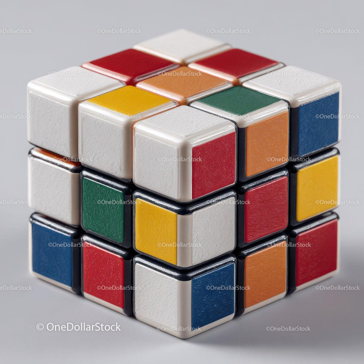 Colorful Rubik's Cube with White Background for Brain Teasers Stock Photo Bundle preview 61