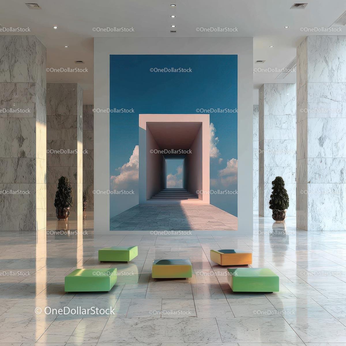 Stylish Modern Interior with Artistic Wall and Elegant Furnishings Stock Photo Bundle preview 14