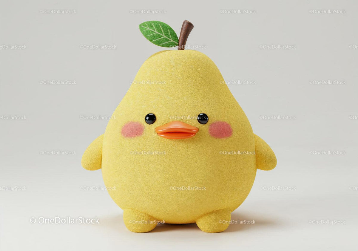 Yellow Plush Duck Toy with Green Leaf and Orange Beak Stock Photo Bundle preview 23