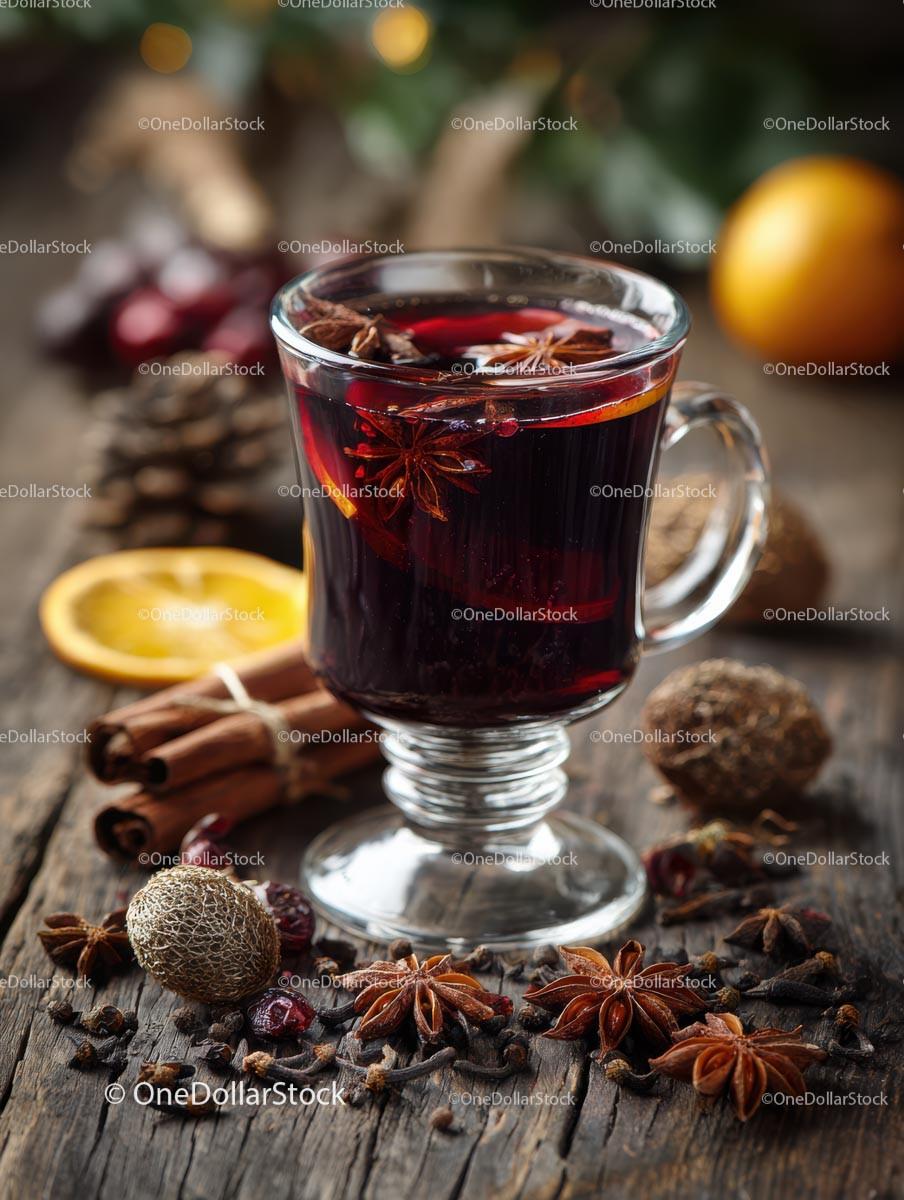 Cozy Mulled Wine with Spices and Citrus Garnish Stock Photo Bundle preview 8