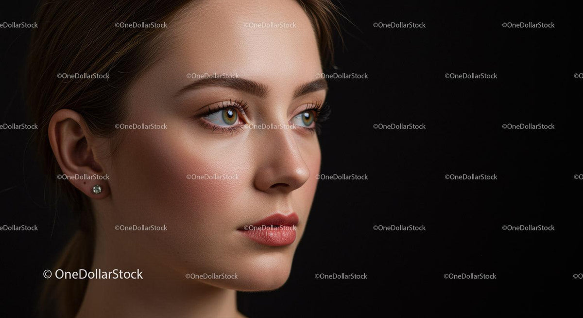 Elegant Portrait of a Woman with Flawless Skin and Soft Makeup