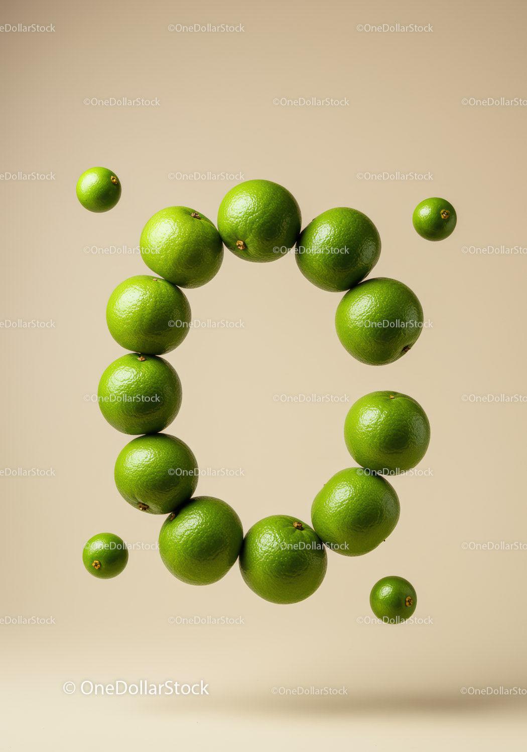 Fresh Limes Balanced in Circular Formation on Beige