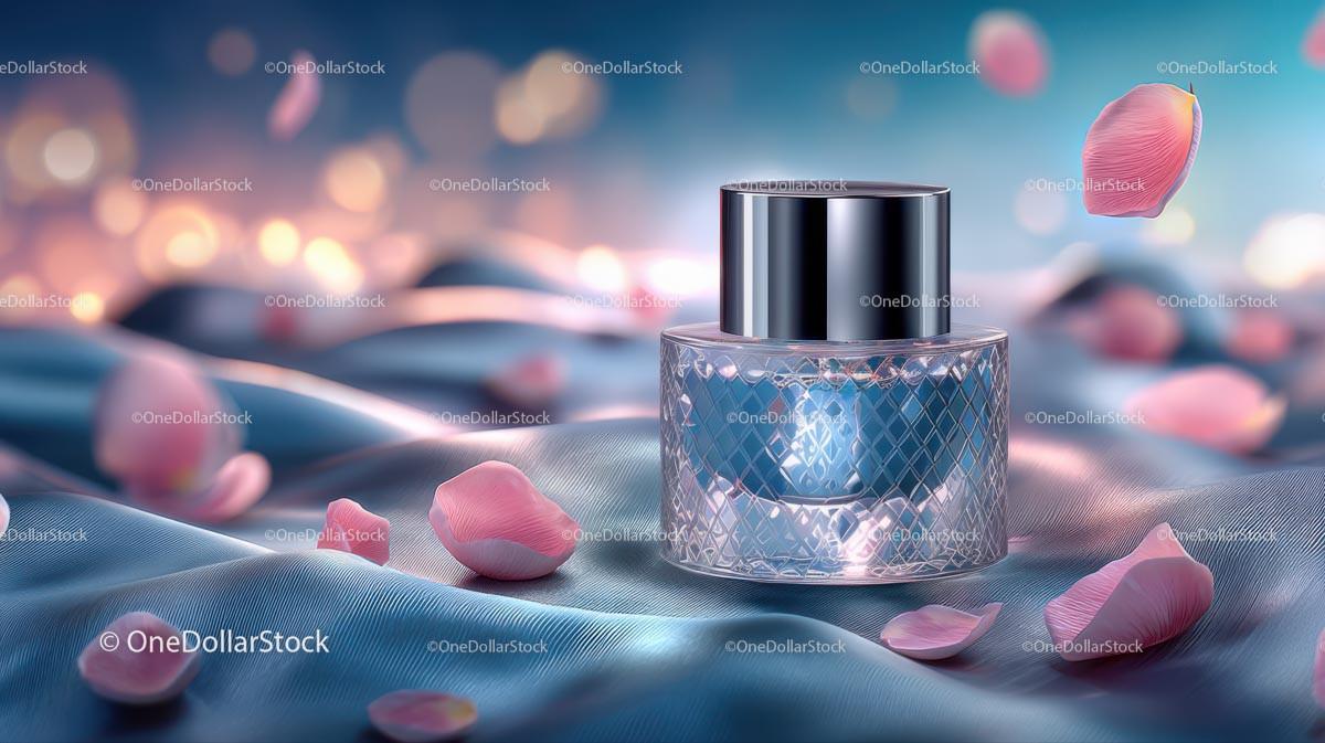 Glass Container with Floating Rose Petals in Tranquil Setting JPG Mockup Image preview 19