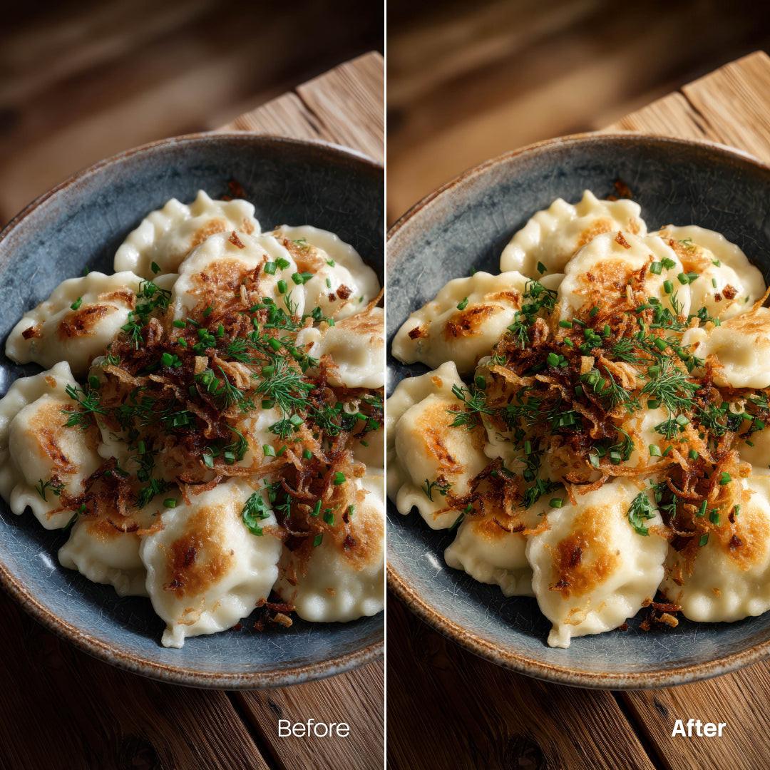 Before and after Warm Kitchen Lightroom preset edit