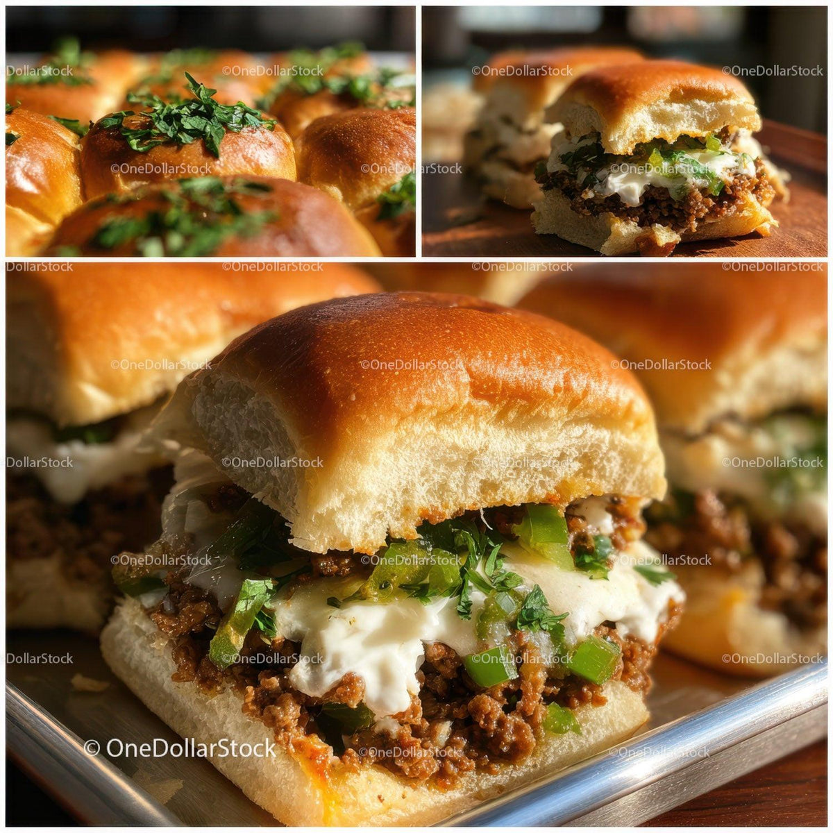 Freshly Baked Burger Buns with Juicy Beef and Green Lettuce