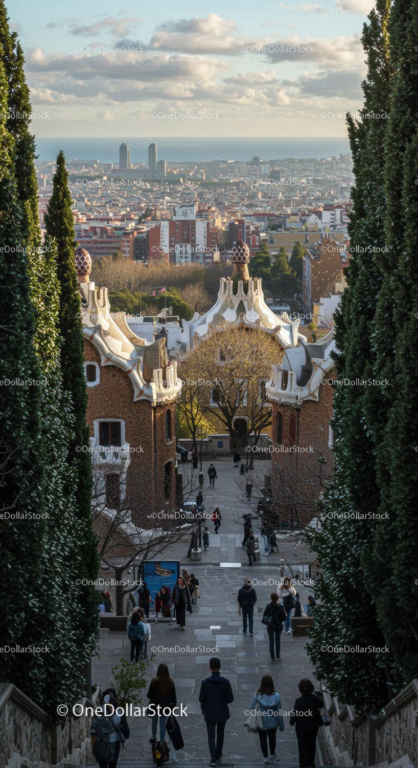 Scenic View of Barcelona with Modernist Architecture and City Skyline