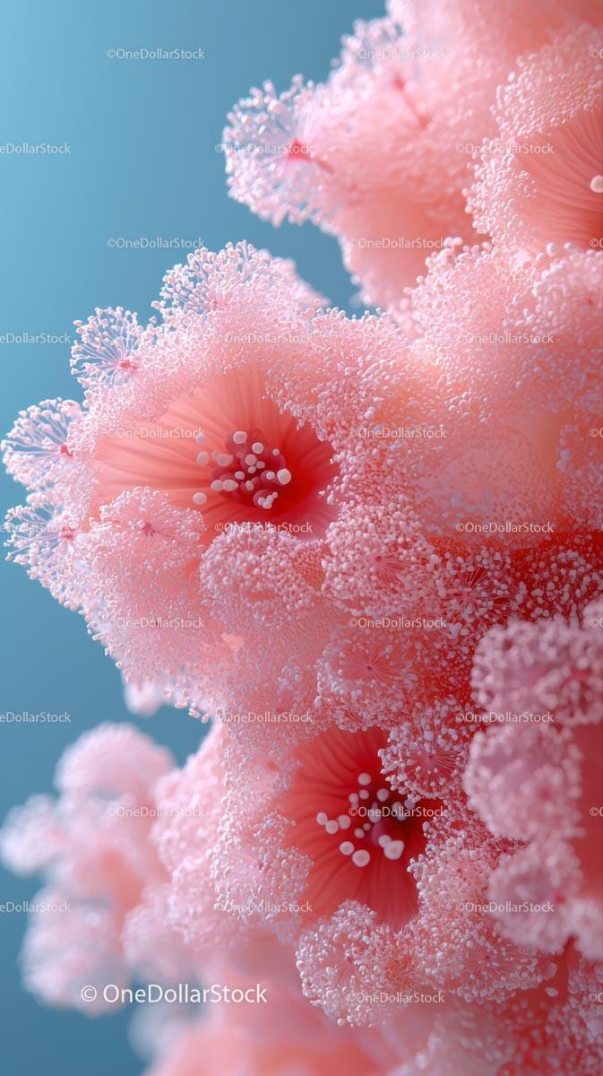 Pink Coral Reef: Vibrant Underwater Marine Ecosystem with Delicate Polyps