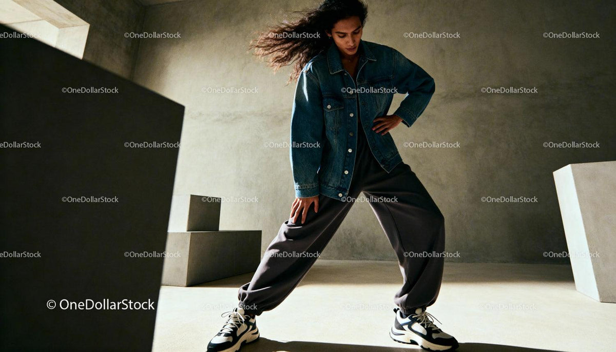 Young woman stretching in urban minimalist studio