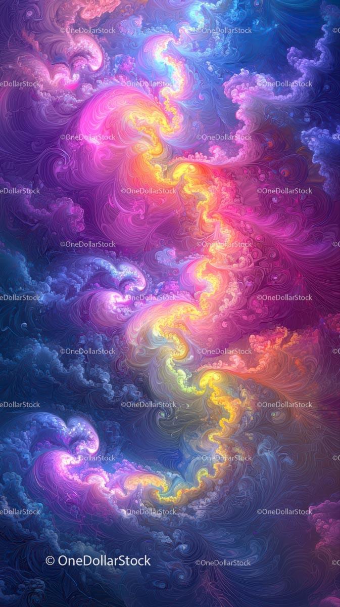 Colorful Abstract Cloudscape with Vibrant Swirling Patterns