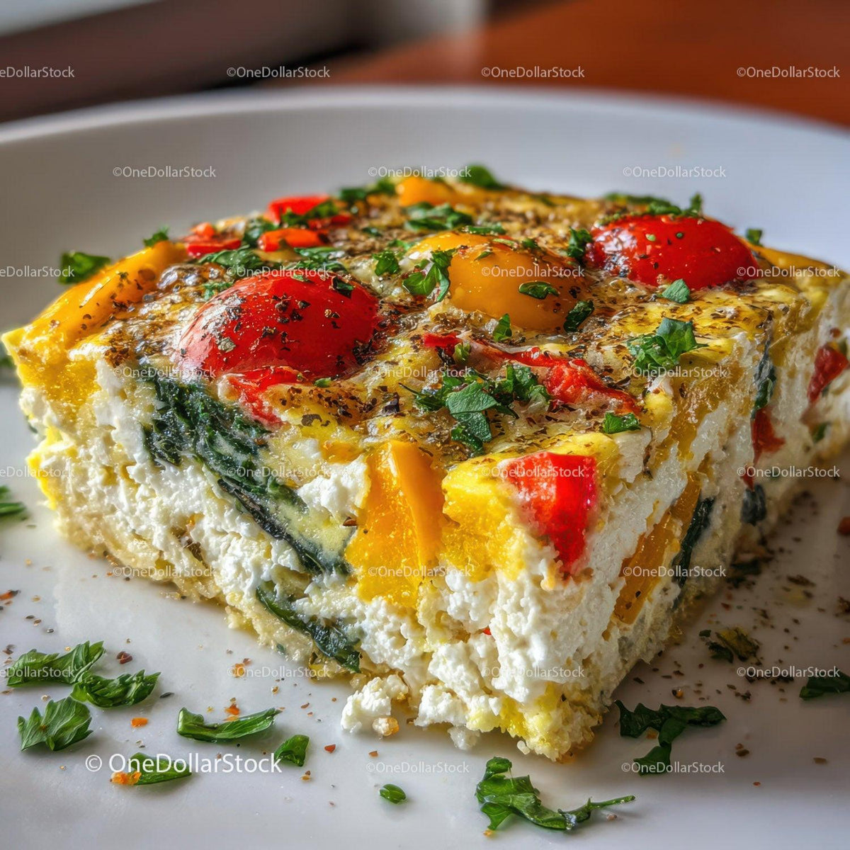 Colorful Vegetable Frittata with Bell Peppers and Herbs Stock Photo Bundle preview 21