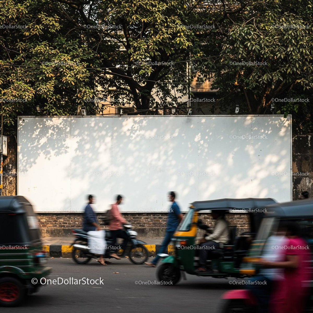 Blurred Motion of Busy Street with Pedestrians and Vehicles JPG Mockup Image preview