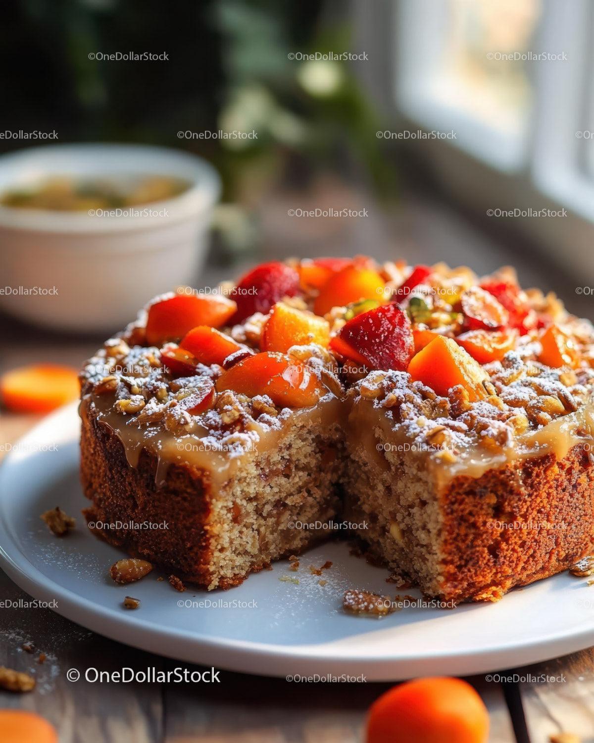 Chocolate Cake with Caramel Glaze and Orange Carrot Slices Stock Photo Bundle preview 11