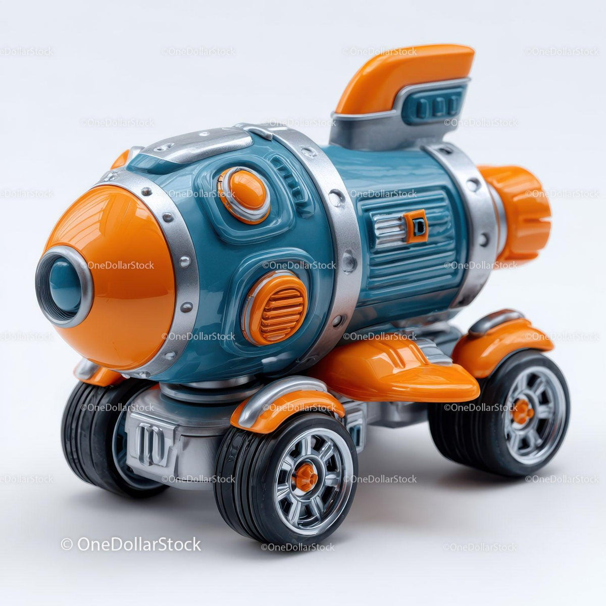 Futuristic Toy Robot with Large Eyes and Bunny Ears for Kids Stock Photo Bundle preview 91