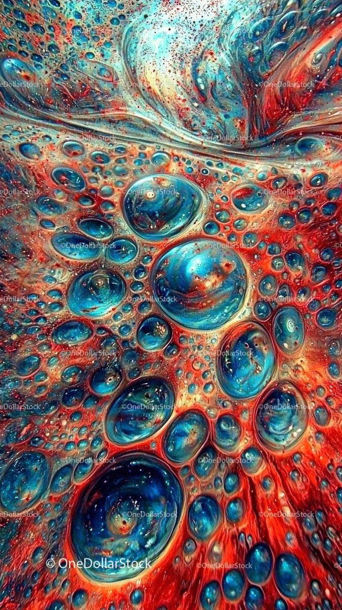 Abstract Colorful Bubbles with Swirling Pattern and Dynamic Textures