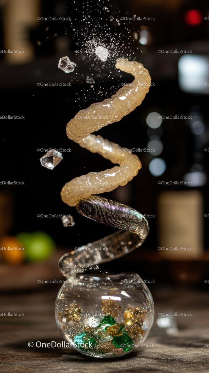Decorative Sugar Spiral with Crystals and Colorful Candies