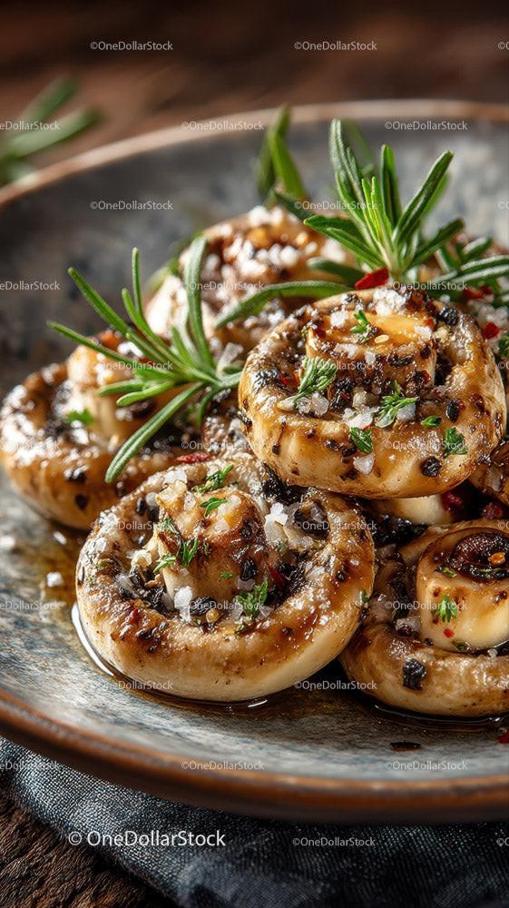 Sautéed Mushrooms with Garlic and Herbs Plate for Gourmet Cuisine Stock Photo Bundle preview 24