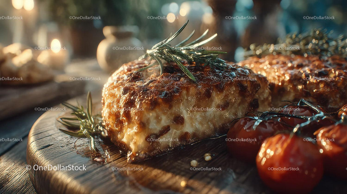 Gourmet Roast Beef with Cherry Tomatoes and Fresh Rosemary