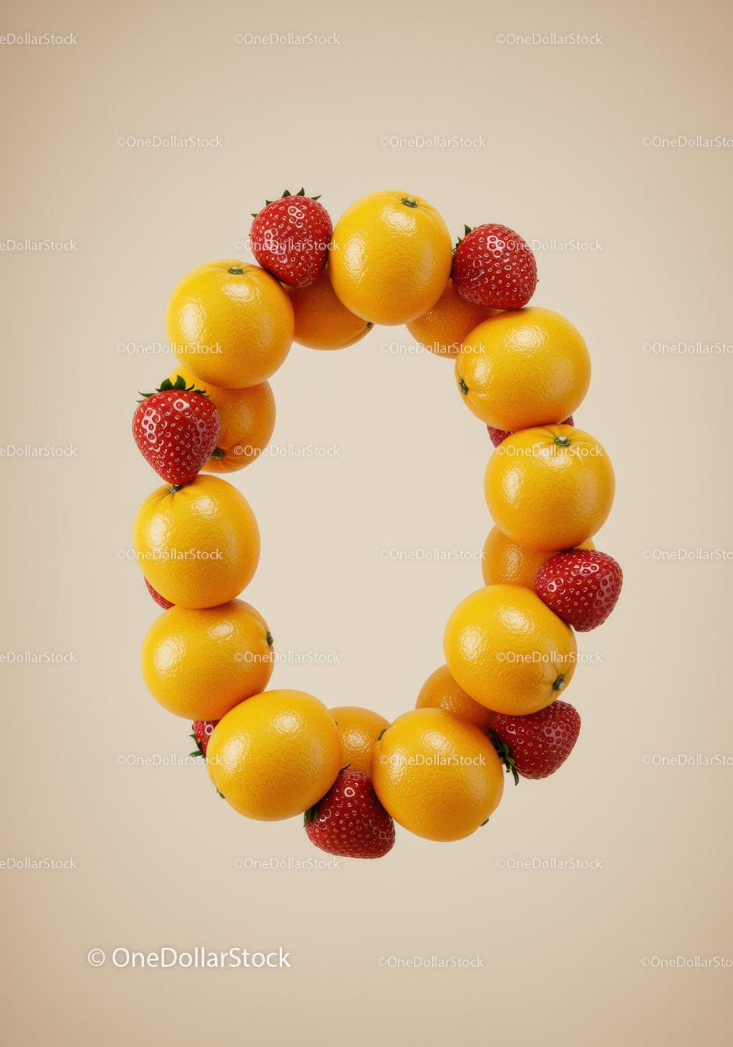Creative Ring of Fresh Oranges and Strawberries