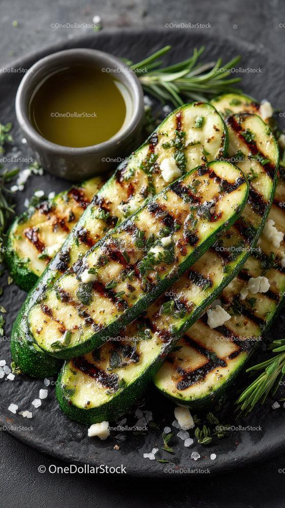 Grilled Zucchini Slices with Herbs for Healthy Summer Cooking Stock Photo Bundle preview 12