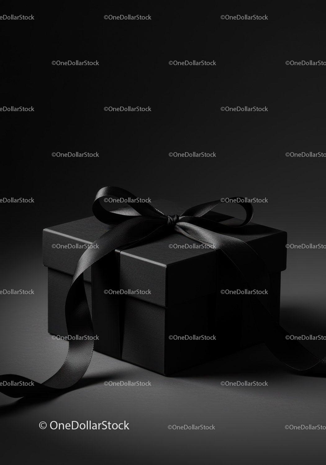 Elegant Black Gift Box with Satin Ribbon for Special Occasions JPG Mockup Image preview