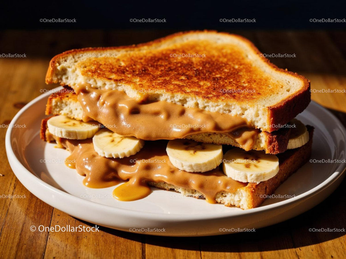 Peanut Butter and Banana Toast Open-Faced Sandwich Stock Photo Bundle preview 25
