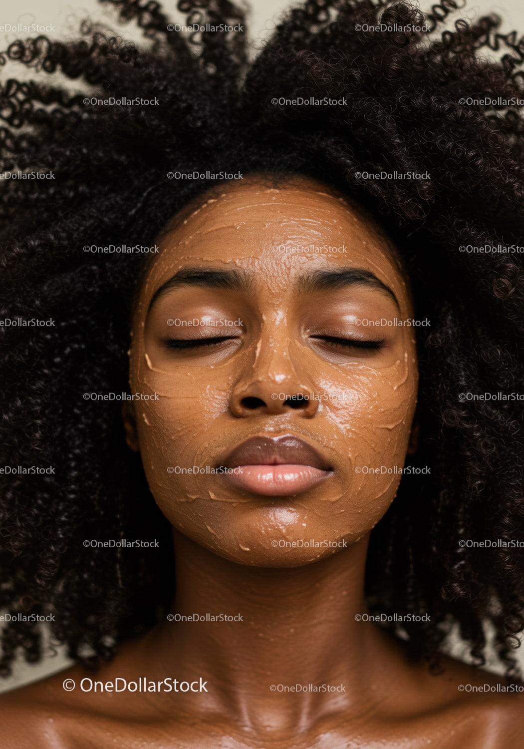 Youthful Woman Relaxing with Face Mask for Beautiful Skin