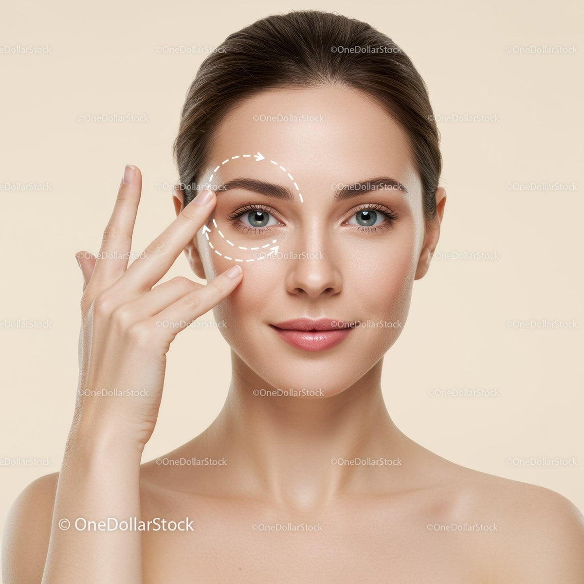 Young Woman with Clear Skin Performing Facial Skincare Routine