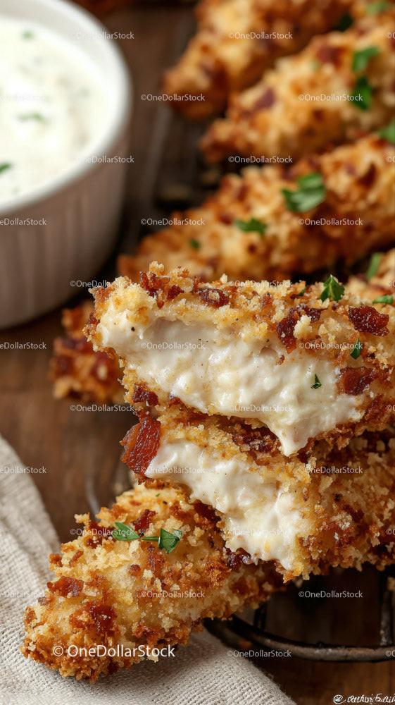 Crispy Fried Chicken Fillet with Herb Garnish on Wire Rack Stock Photo Bundle preview 11