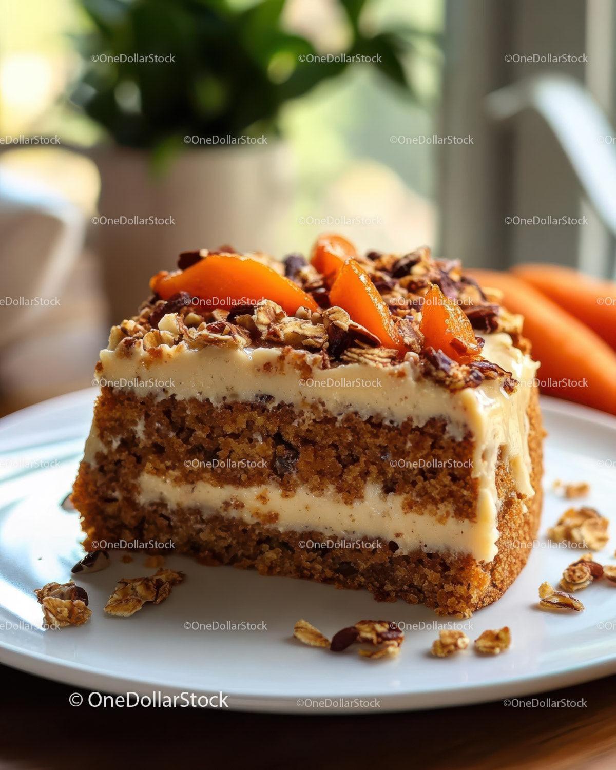 stock photo bundle made with Chocolate Cake with Caramel Glaze and Orange Carrot Slices Stock Photo Bundle