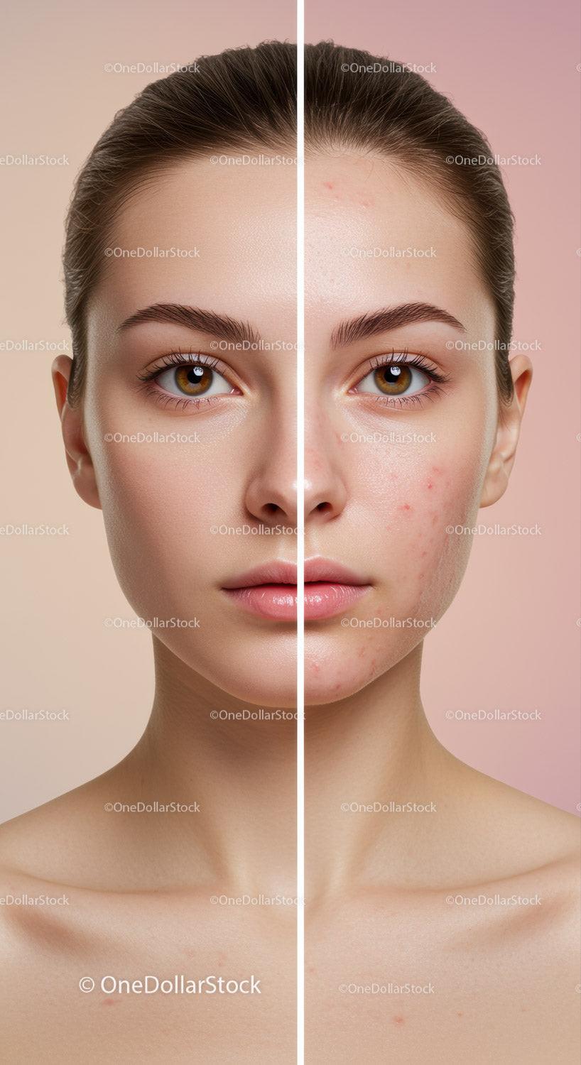 Clear Skin Before and After Acne Treatment Transition for Flawless Complexion