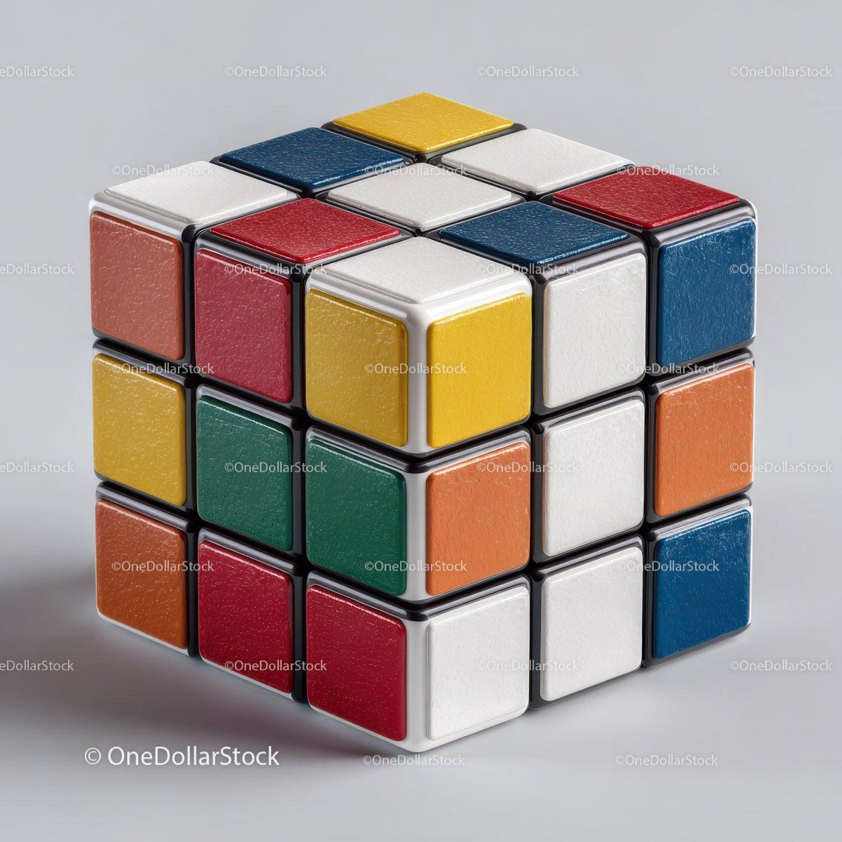 Colorful Rubik's Cube with Vibrant Red, Blue, Green, Yellow, and White Colors Stock Photo Bundle preview 45