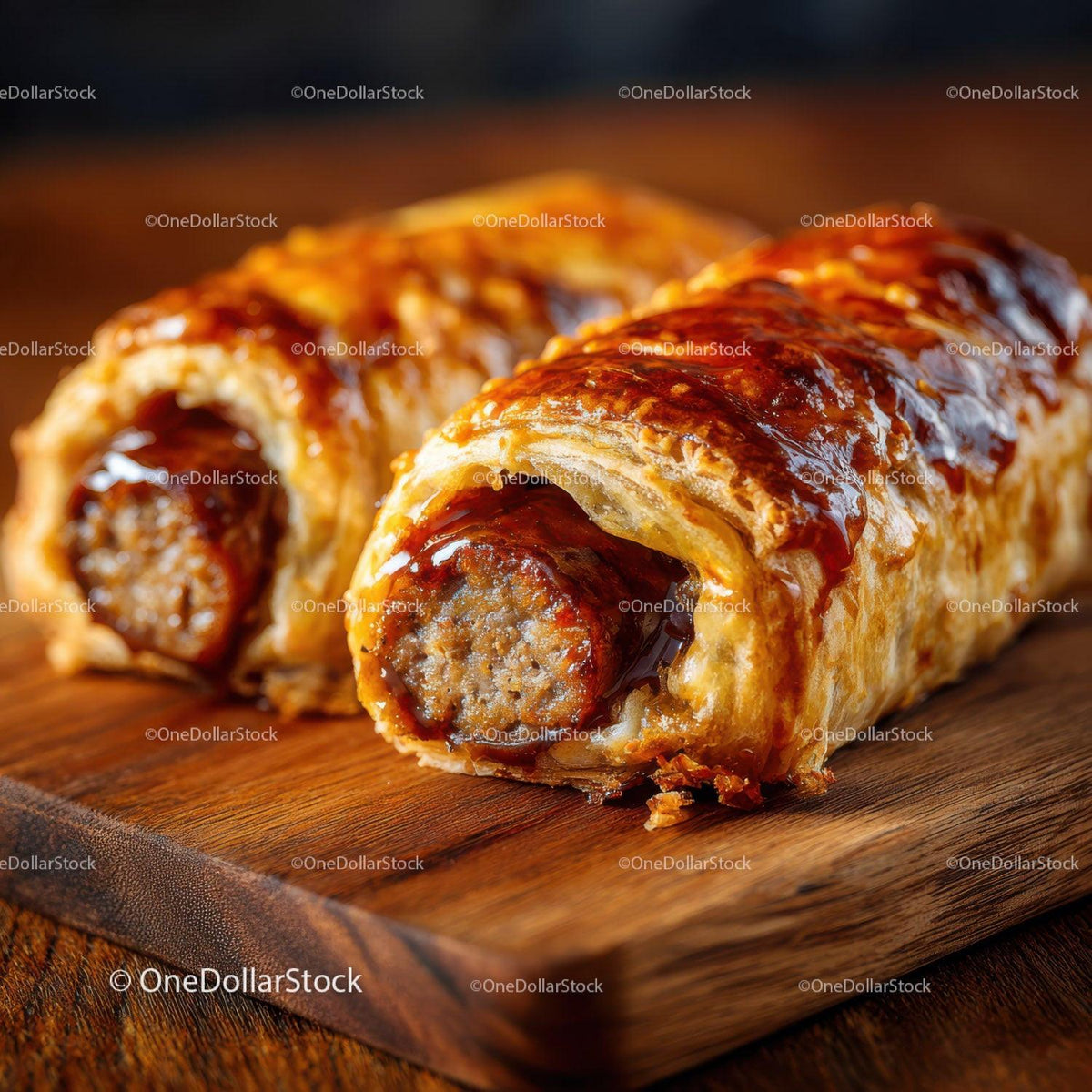 Delicious Sausage Roll with Crispy Pastry and Savory Filling Stock Photo Bundle preview 10