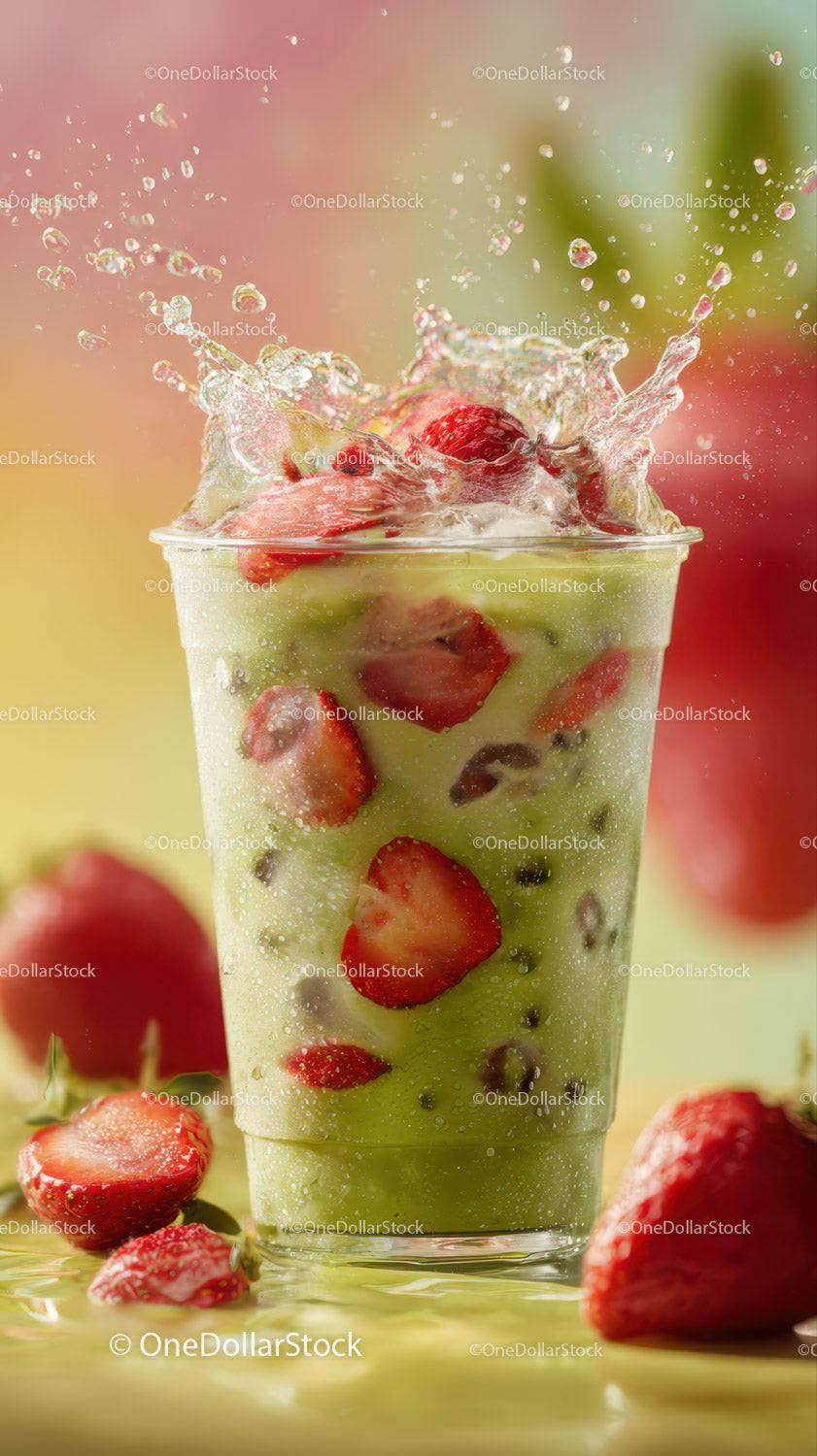 Colorful Mixed Fruit Salad in a Tall Glass for Refreshing Summer Drink