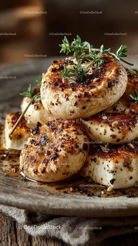 Sautéed Mushrooms with Garlic and Herbs Plate for Gourmet Cuisine Stock Photo Bundle preview 25