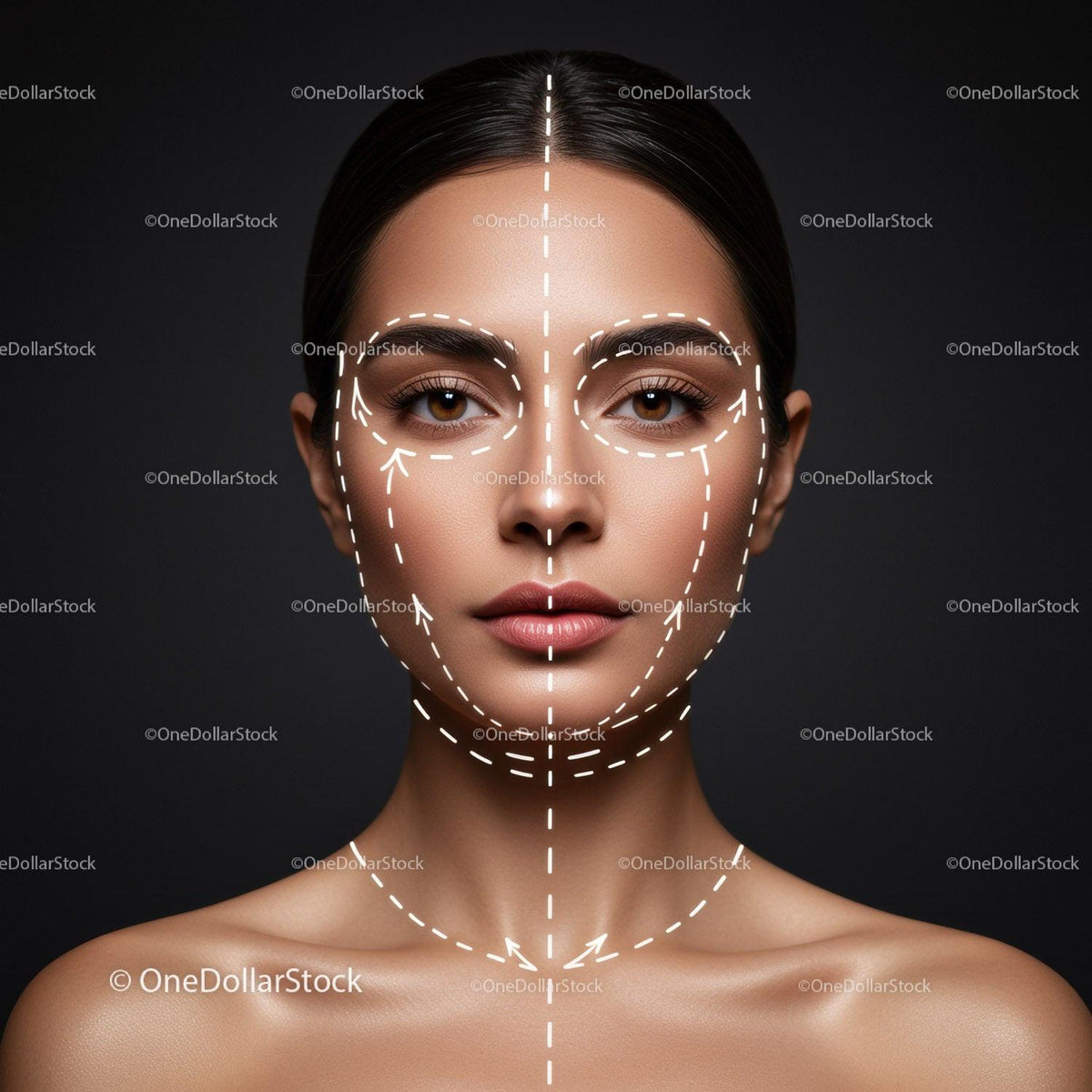Portrait of Beautiful Woman with Perfect Skin and Elegant Expression