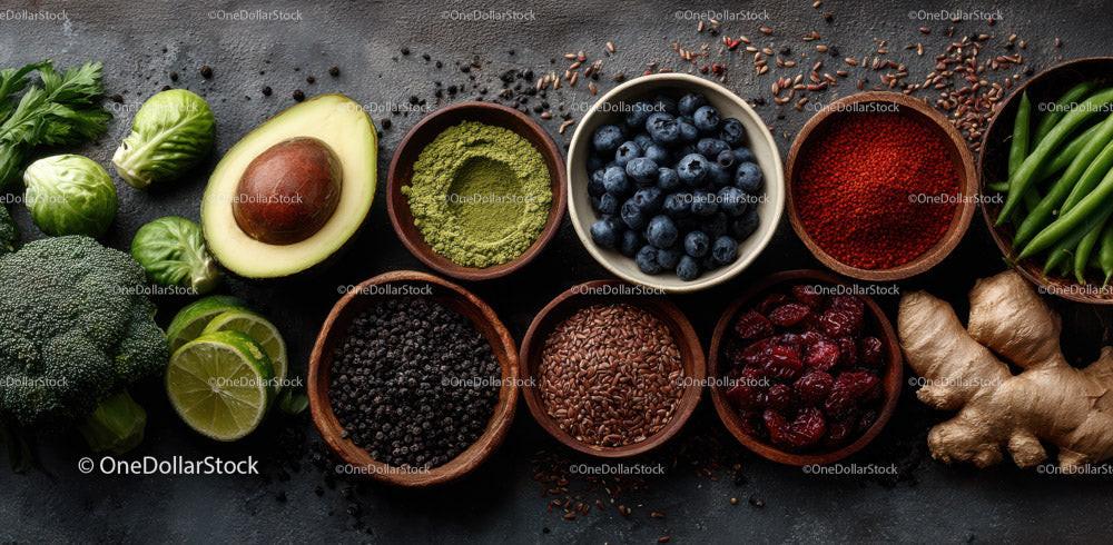 Fresh Organic Superfoods and Culinary Ingredients for Healthy Eating Stock Photo Bundle preview 14