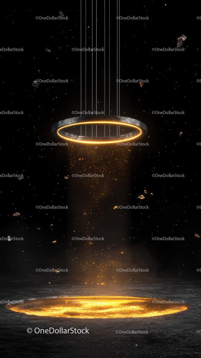 Futuristic Space Scene with Glowing Ring and Particles