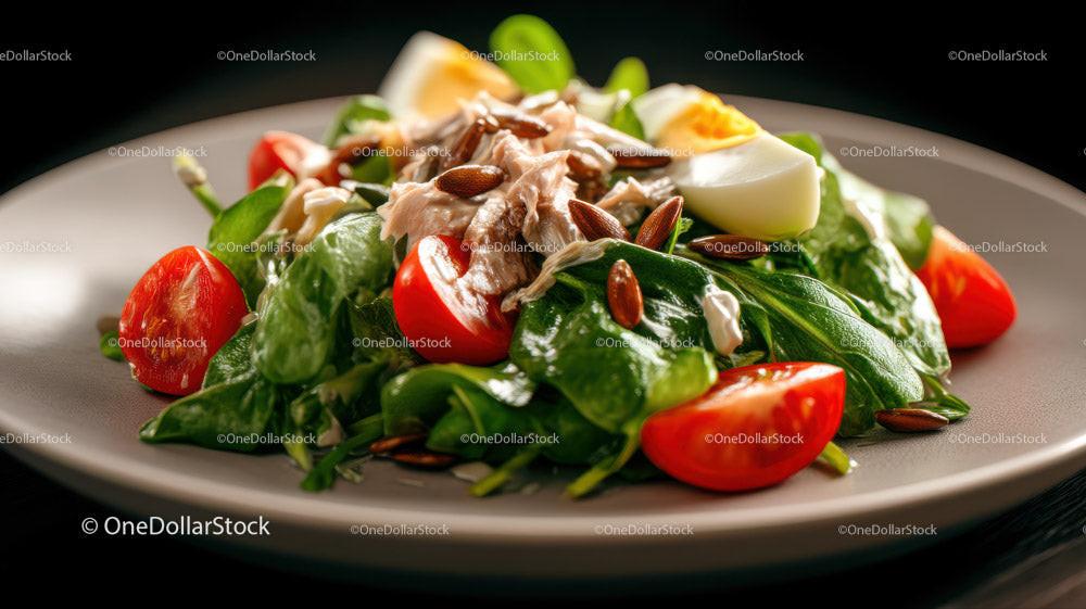 Fresh Chicken Salad with Cherry Tomatoes and Boiled Egg Stock Photo Bundle preview 19