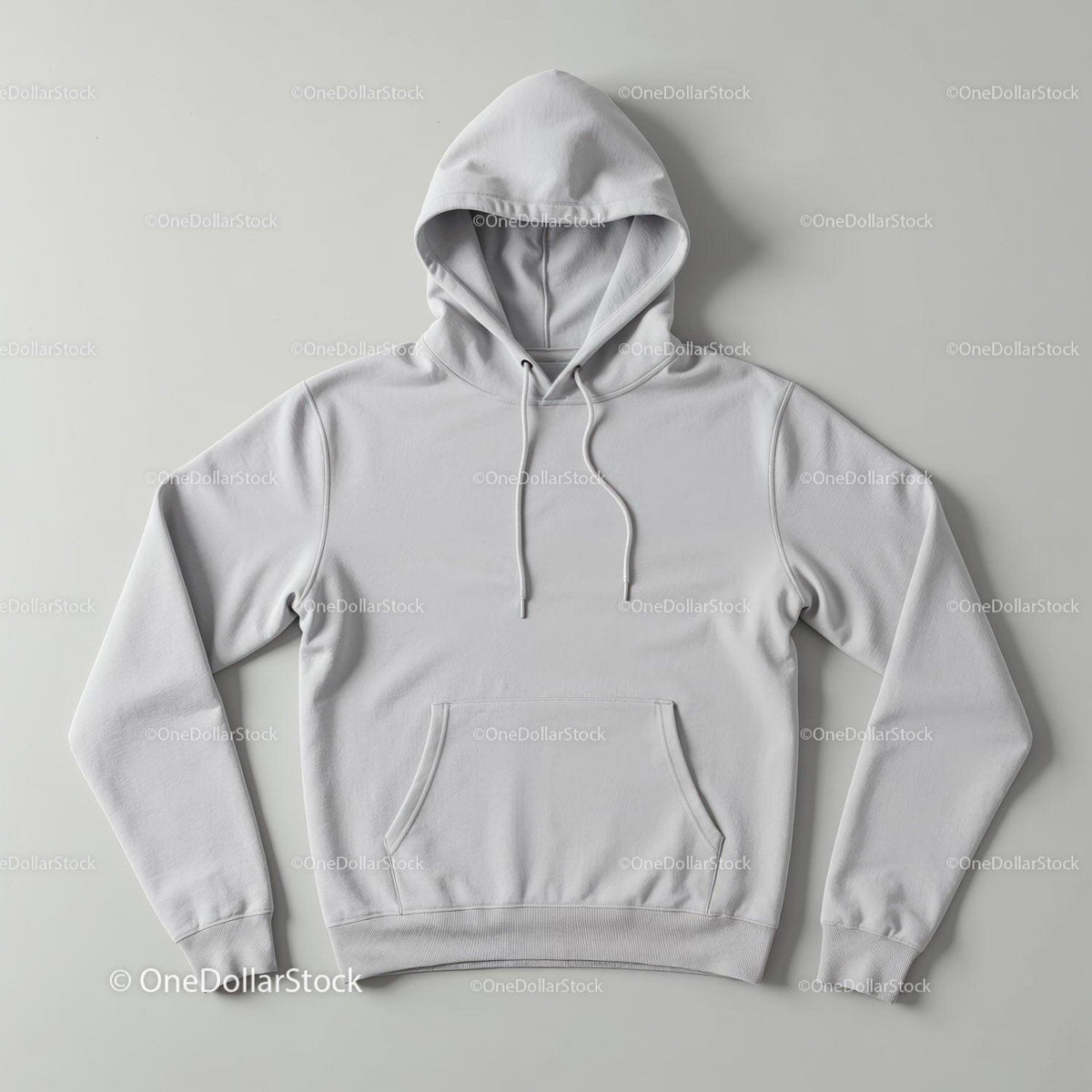 Minimalistic white hoodie with front pocket and hood strings JPG Mockup Image preview